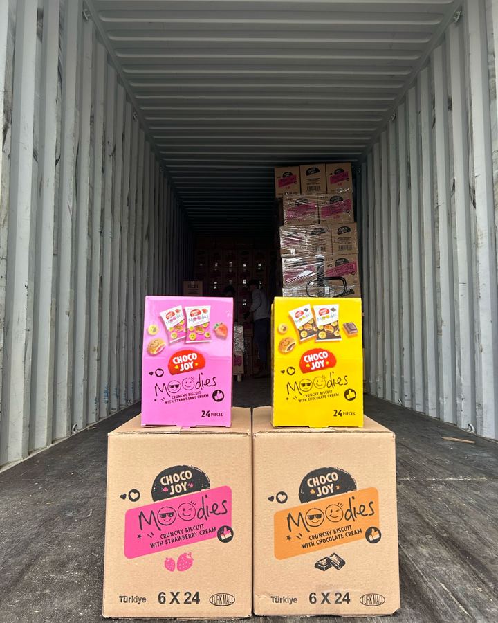 Choco Joy cartons being loaded for export
